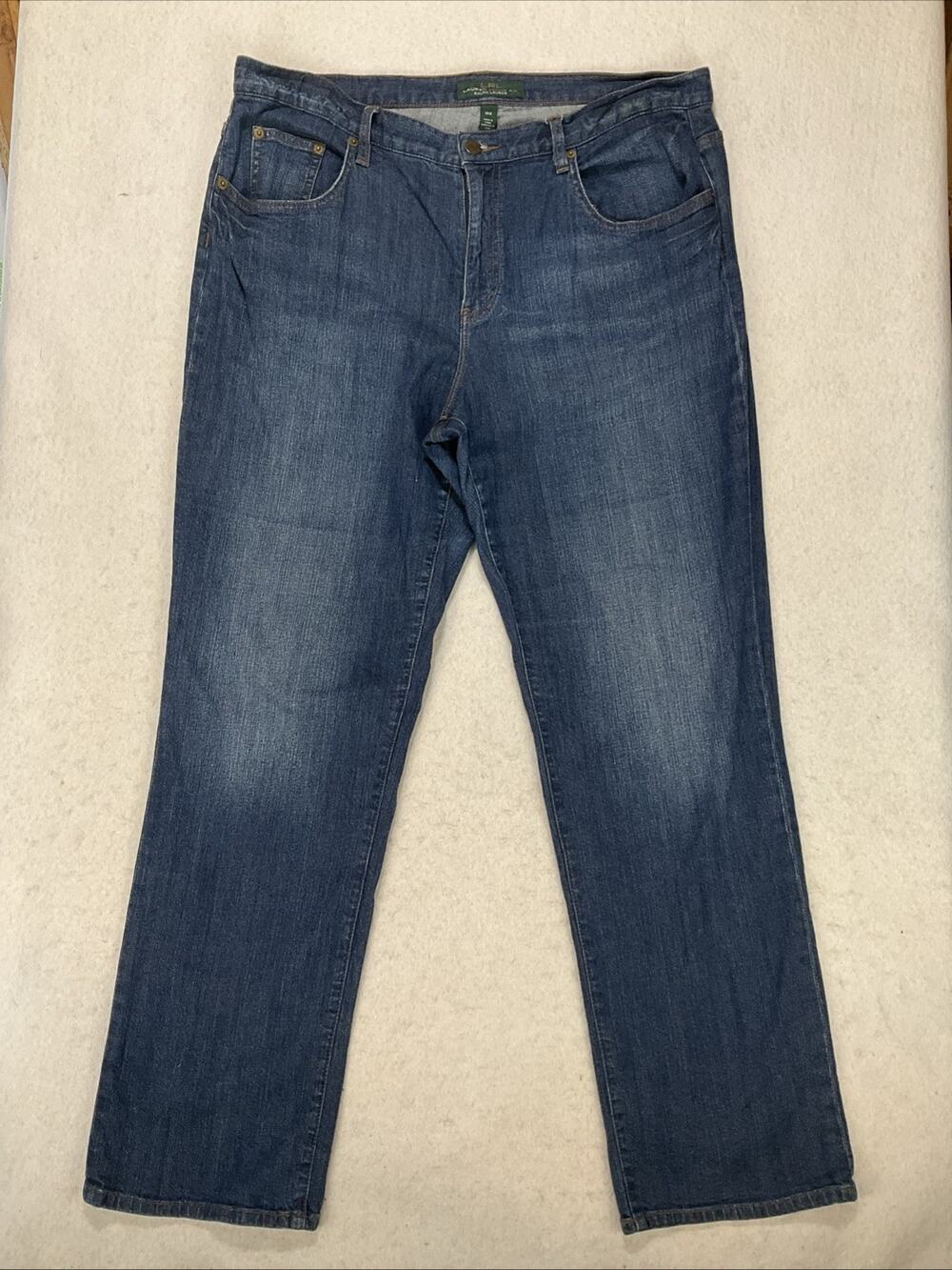 Lauren Ralph Lauren Heritage Straight Womens Jeans Sz 14W High Rise Dark Wash